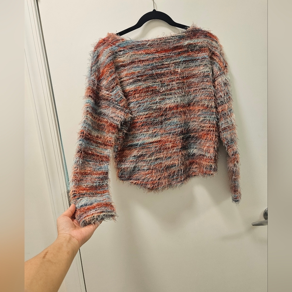By Anthropologie Rainbow Fuzzy Pullover Sweater XS - Picture 2 of 7